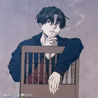 🚬 Anime, Fumando, Cigarrillo, Hombre, Silla, Arte whatsapp sticker