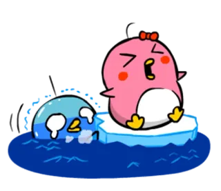😭 Desenho animado, Pinguim, Chorando, Iceberg, Fofo telegram sticker