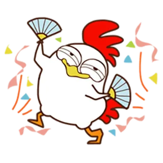 😙 Huhn, Tanz, Fan, Feier, Party, Cartoon, Tier, Lustig telegram sticker