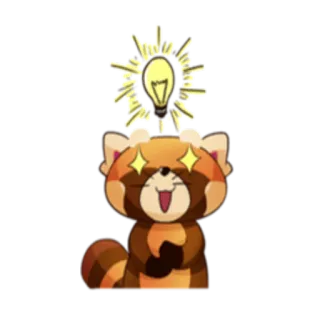 💡 panda merah, hewan, imut, bohlam, kilau, ide, kartun telegram sticker