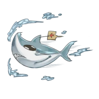 😀 requin, dessin animé, animal, océan, poisson, nage telegram sticker