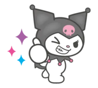 👍 Kuromi Anime, Cartoon, Schattig, Duivel, Kawaii telegram sticker