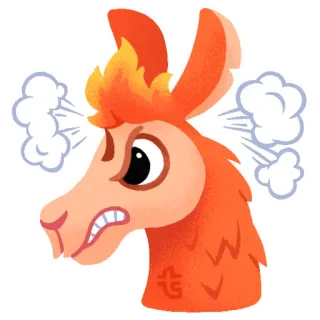 😤 llama, marah, mengepul, frustrasi, kesal, kartun, hewan telegram sticker