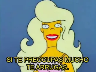 💁 SI TE PREOCUPAS MUCHO TE ARRUGAS. シンプソンズ, アニメ, 漫画, 面白い, ユーモア, 引用, テキスト telegram sticker