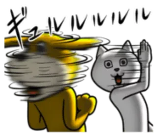 👺 ギュルルルルル gato, animal, japonés, movimiento, texto, anime, dibujos animados whatsapp sticker
