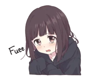 😰 Fuee Anime, Fofo, Triste, Chorando, Menina, Desenho animado whatsapp sticker