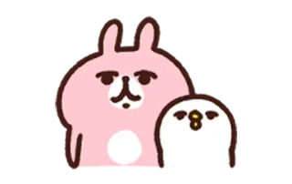 😑 кролик, птица, милый, животное, каваи, наклейка whatsapp sticker