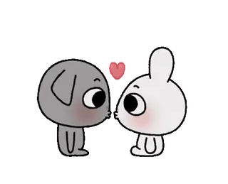 🐭 love, cute, rabbit, dog, animals, heart whatsapp sticker