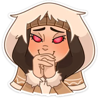 😈 Cartone animato, Donna, Sorrisetto, Occhi cattivi, Felpa con cappuccio, Tramando, Animato telegram sticker