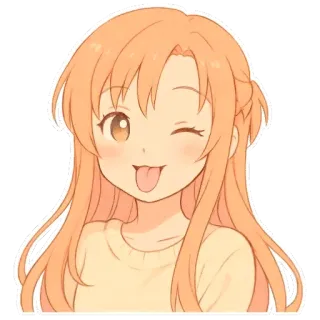 🥲 аниме девушка, милый, подмигивание, высунутый язык, мультик whatsapp sticker
