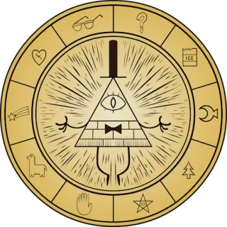 ⚠ Bill Cipher Gravity Falls bill cipher, gravity falls, illuminati, conspiration, dessin animé, triangle, oeil telegram sticker