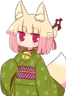 ❤️ Аниме, Девушка-лиса, Кэмономими, Кимоно, Каваий, Японский стиль telegram sticker