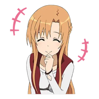 ☺️ Asuna Yuuki Sword Art Online anime, character, smiling, cute, happy, female telegram sticker
