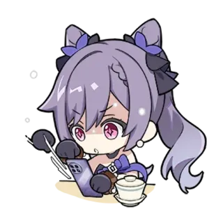 📲 Keqing Genshin Impact Keqing, Genshin Impact, Anime, Chibi, Video game, Stiker whatsapp sticker