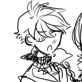😔 anime, manga, sketch, portrait, cartoon, character, drawing telegram sticker