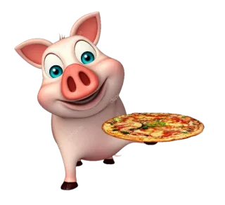 🐷 หมู, พิซซ่า, อาหาร, การ์ตูน, สัตว์ telegram sticker