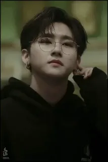 🕯 man, glasses, hoodie, portrait, person, earrings, kpop telegram sticker