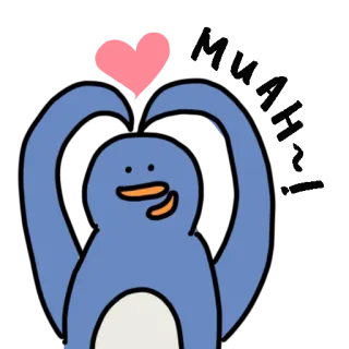 🙆‍♀️ pingouin, amour, coeur, mignon, animal, dessin animé telegram sticker