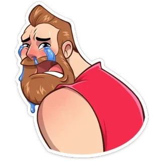 😭 pleurer, triste, émotionnel, homme, barbe, larmes whatsapp sticker