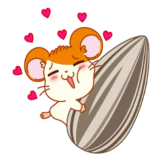 💞 chuột hamster, hoạt hình, dễ thương, hạt giống, tình yêu, trái tim telegram sticker