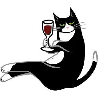 🍷 Katze, Wein, Glas, Cartoon, Haustier, Tier telegram sticker