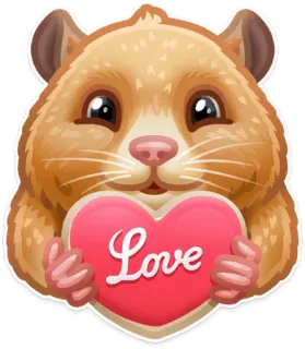 🐹 Love 햄스터, 사랑, 귀여운, 하트, 동물, 설치류, 발렌타인 데이 telegram sticker