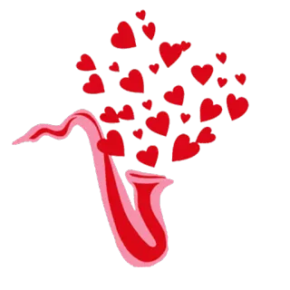 ❤ saxophone, hearts, music, love, valentine's day telegram sticker