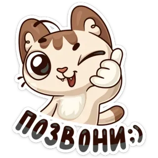 📞 позвони:) chat, animal, mignon, appelle-moi, clin d'oeil, dessin animé, kawaii telegram sticker