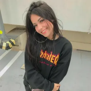 🎶 THRASHER thrasher, vêtements, style, mode, cheveux noirs, sourire telegram sticker