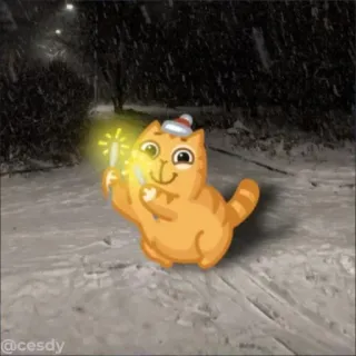 🎉 cesdy 猫, 动物, 可爱, 雪, 冬天, 庆祝 telegram sticker