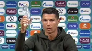 7️⃣ Cristiano Ronaldo soccer, athlete, water, sports, press conference telegram sticker