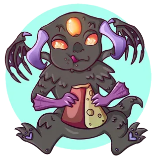 😝 monstruo, lindo, dibujos animados, criatura, caprichoso, arte whatsapp sticker
