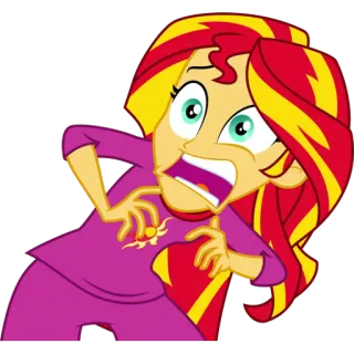 😱 Sunset Shimmer My Little Pony: Equestria Girls Sunset Shimmer, Equestria Girls, panik, takut, ketakutan, kartun telegram sticker