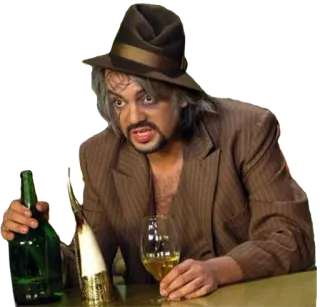 🥂 dronken, alcohol, wijn, man, hoed, beschonken, feest telegram sticker