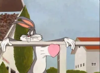 ❤️ Bugs Bunny мультфильм, анимация, кролик, любовь, сердце, Looney Tunes whatsapp sticker