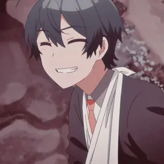 😁 anime, cười, nhân vật, bé trai, dễ thương, hoạt hình telegram sticker