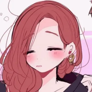 ☔️ cartoon, woman, red hair, earrings, sleepy telegram sticker