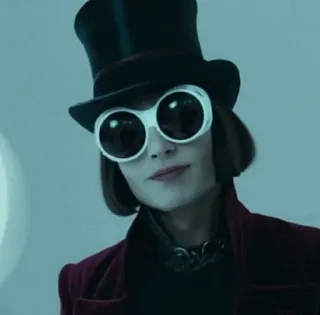 🍫 Willy Wonka Charlie and the Chocolate Factory Willy Wonka, cioccolato, fabbrica, personaggio film, Tim Burton, Johnny Depp telegram sticker