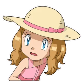 😰 Serena Pokémon serena, pokemon, anime, personaggio, cappello di paglia, carina, ragazza telegram sticker