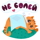 🤒 НЕ БОЛЕЙ chúc mau khỏe, mèo, ốm, bệnh, tiếng Nga, chúc mau khỏe telegram sticker