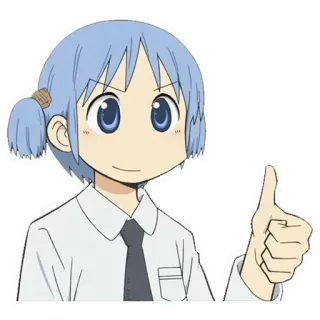 👍 Yukko Aioi Nichijou Anime, Pouce levé, Dessin animé, Fille, Personnage telegram sticker