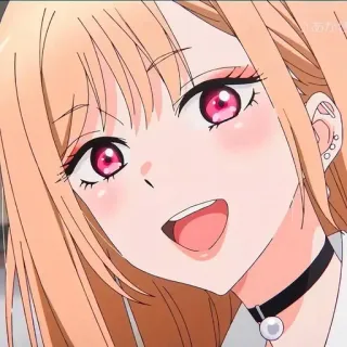 ❤️ Marin Kitagawa My Dress-Up Darling Anime, Fille, Mignon, Blonde, Yeux Roses, Collier whatsapp sticker