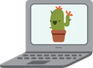 💻 cactus, laptop, pianta, carino, cartone animato, natura telegram sticker