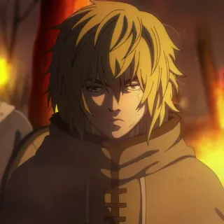 🏹 Thorfinn Vinland Saga Anime, Homme, Guerrier, Sérieux, Bataille, Épée telegram sticker