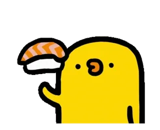 🍣 mignon, jaune, sushi, nourriture, kawaii, personnage telegram sticker