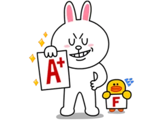 🤓 A+ F кролик, утка, оценки, A+, F, школа, мультик whatsapp sticker