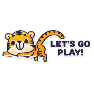 😎 LET'S GO PLAY! tigre, fofo, brincar, animal, desenho animado, divertido, amigável telegram sticker