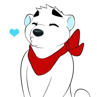 😔 Eisbär, Cartoon, Tier, Herz, Bandana, süß whatsapp sticker