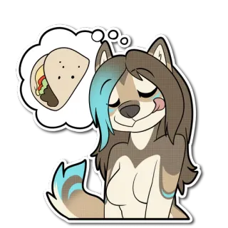 🌮 dog, taco, thinking, cartoon, furry telegram sticker