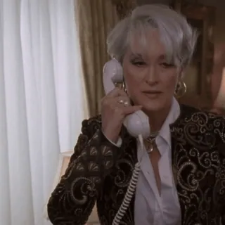 ⏱️ Miranda Priestly The Devil Wears Prada Meryl Streep, movie, phone, fashion, boss, elegant telegram sticker
